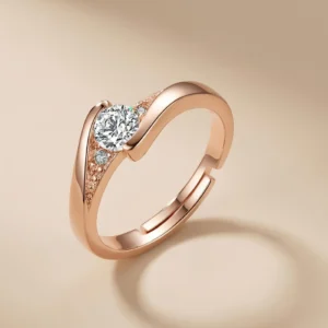 Adjustable Ring Stainless Steel Cubic Zirconia Gold Plated Ring